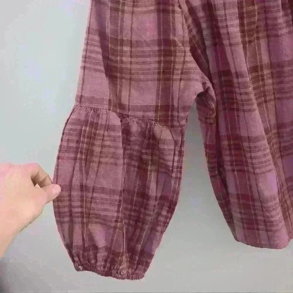 A.N.A |  Women's Briana Plaid Violet Square Neck Linen Long Sleeved Top - Picture 2 of 4